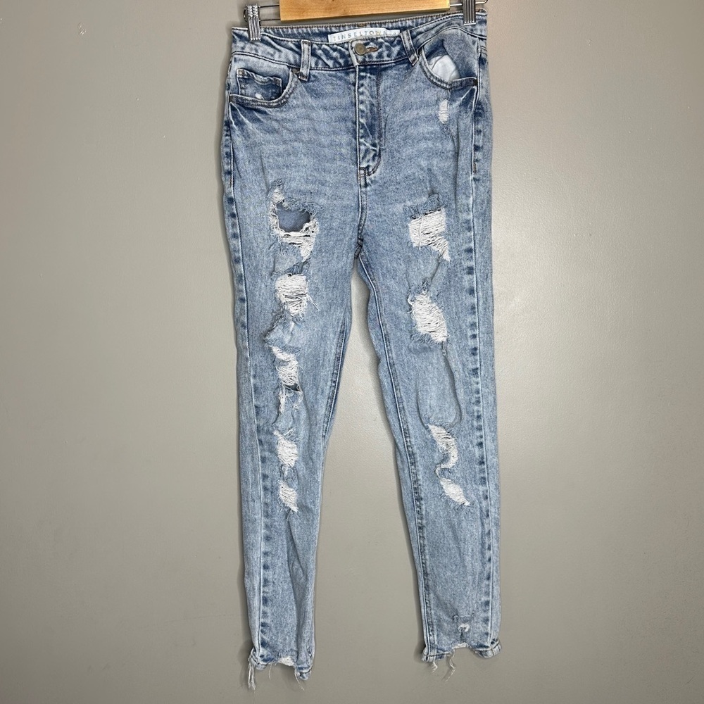 Tinseltown distressed acid wash skinny jeans